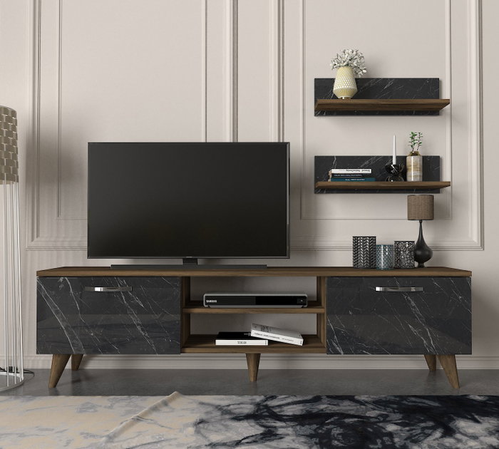 Hanah Home Ayden - Marble Mueble de TV Nogal y Mármol Hanah Home Ayden - Marble Mueble de TV Nogal y Mármol